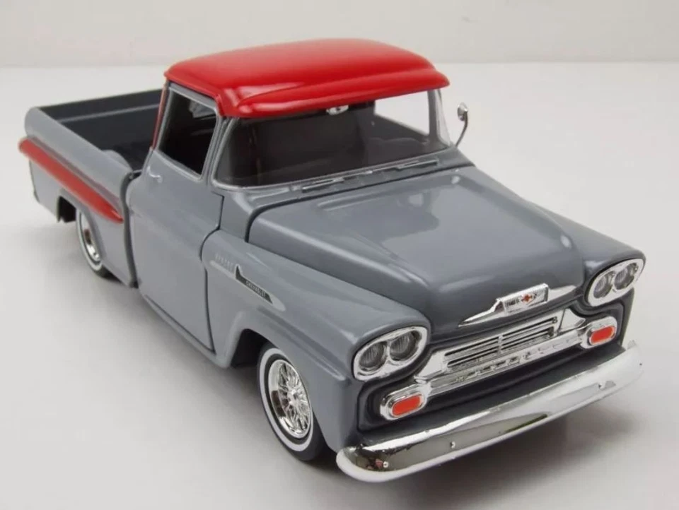 MOTOR MAX, CHEVROLET Appache Fleetside Pick-up 1958 Gris, 1/24,  MMX79033GRIS - Immagine 2 di 4