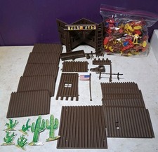 VINTAGE TIM MEE TOYS FORT WEST WESTERN COWBOYS  INDIANS PLAYSET PARTS LOT