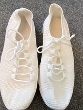 White Ladies Lace Up Trainers Soft Lightweight UK 9