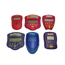 6 Handheld Electronic RADICA Color Poker, Blackjack, Lite Lighted Slots Game LOT