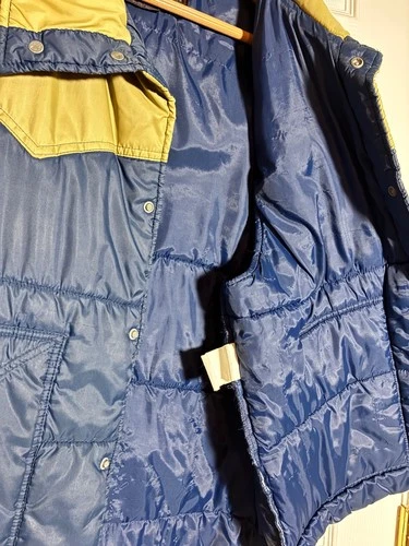 Vintage Sears Western Vest Puffer Snap Front Ski Blue Tan Snap XL image 10