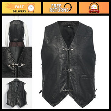 Men's Medieval Pirate Vest - Sleeveless PU Leather Waistcoat for Halloween Cospl
