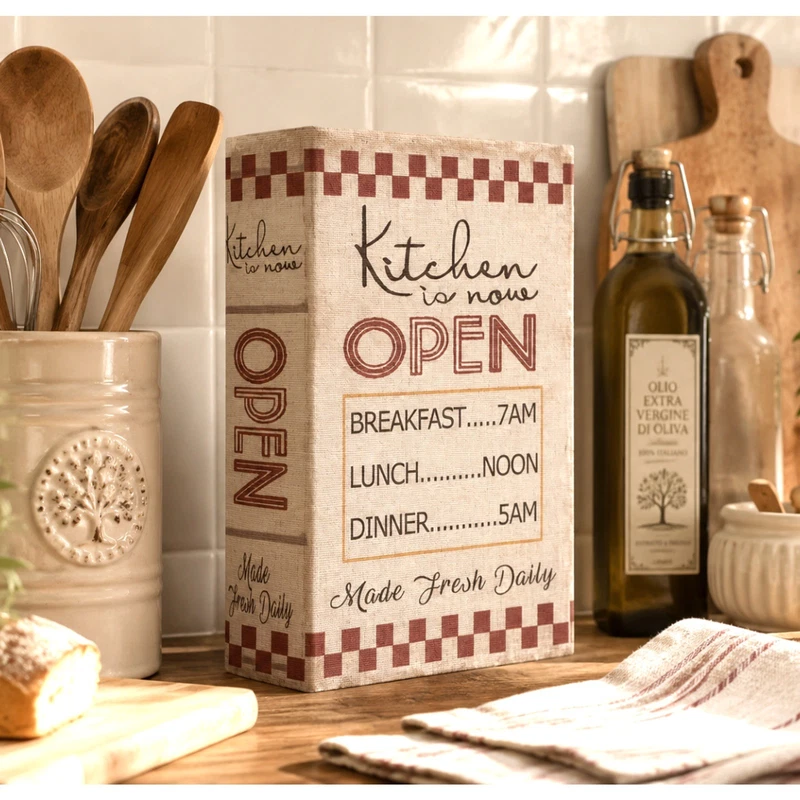 Scatola Finto Libro Kitchen in MDF Contenitore Decorativo Cucina Salvaspazio, fotografia 3 di 9