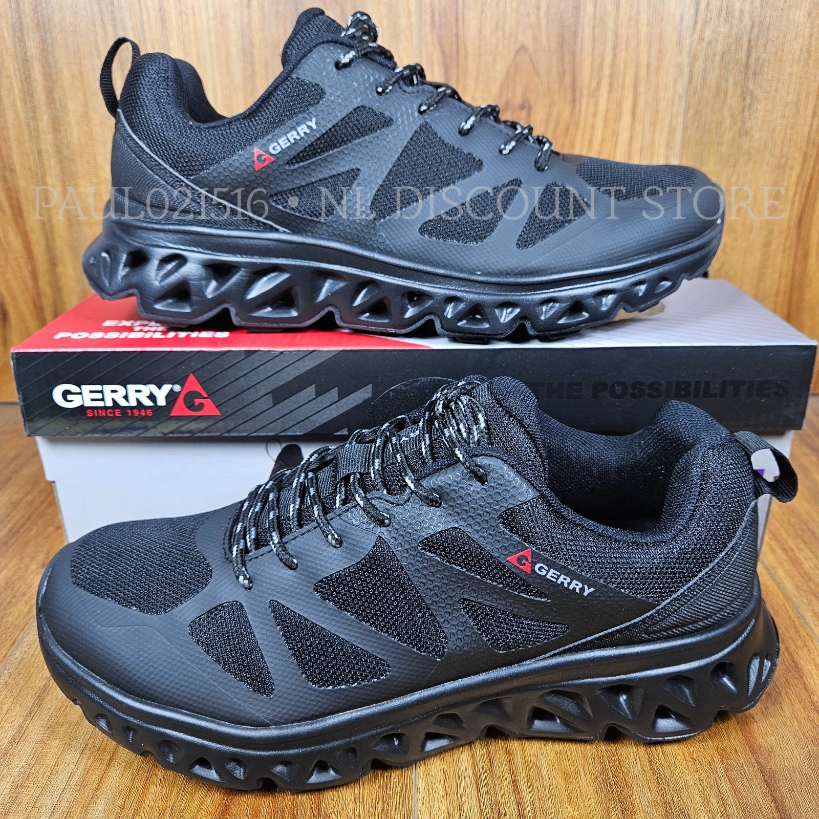 GERRY Men's Speed Trail Lace-Up Shoes ~ Black ~ Various Sizes