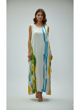 Womens Plus Size Curve Bubble Dress Abstract Print Pocket Maxi Free Size - P23
