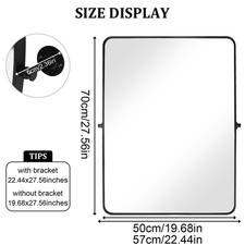 Farmhouse Black Metal Framed Pivot Bathroom Mirror Wall Brackets for Powder Room