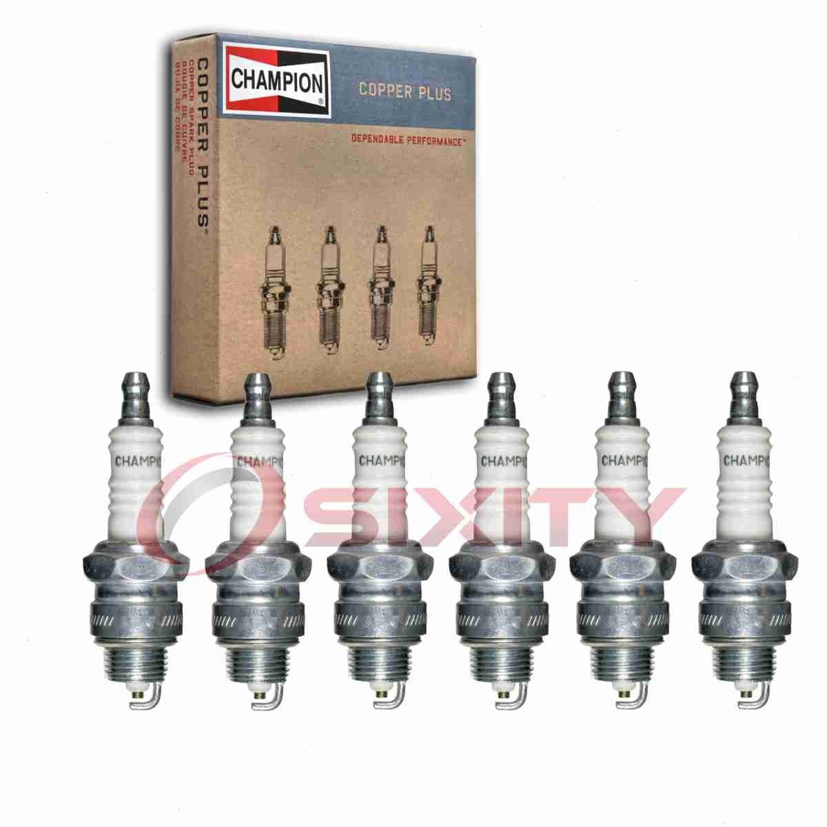 6 pc Champion Copper Plus Spark Plugs for 1966-1971 Jeep DJ5 3.7L V6 ob