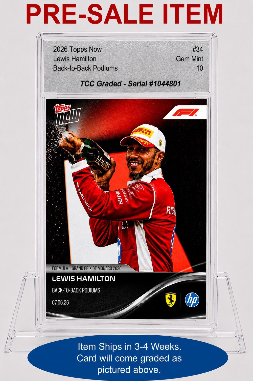 Presale 2026 Topps Now Lewis Hamilton Back To Back Podium TCC Graded Gem Mint 10