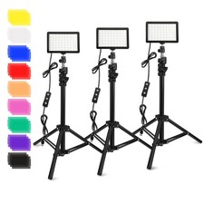 3 Packs 70 LED Video Light with Adjustable Tripod Stand/Color Filters, 5600K ...