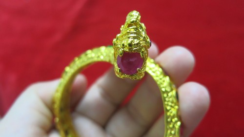 Brazalete Brazalete Oro Dragón Naga Piedras Preciosas Multicolor Joyería Tailandesa Vintage - Imagen 17 de 18