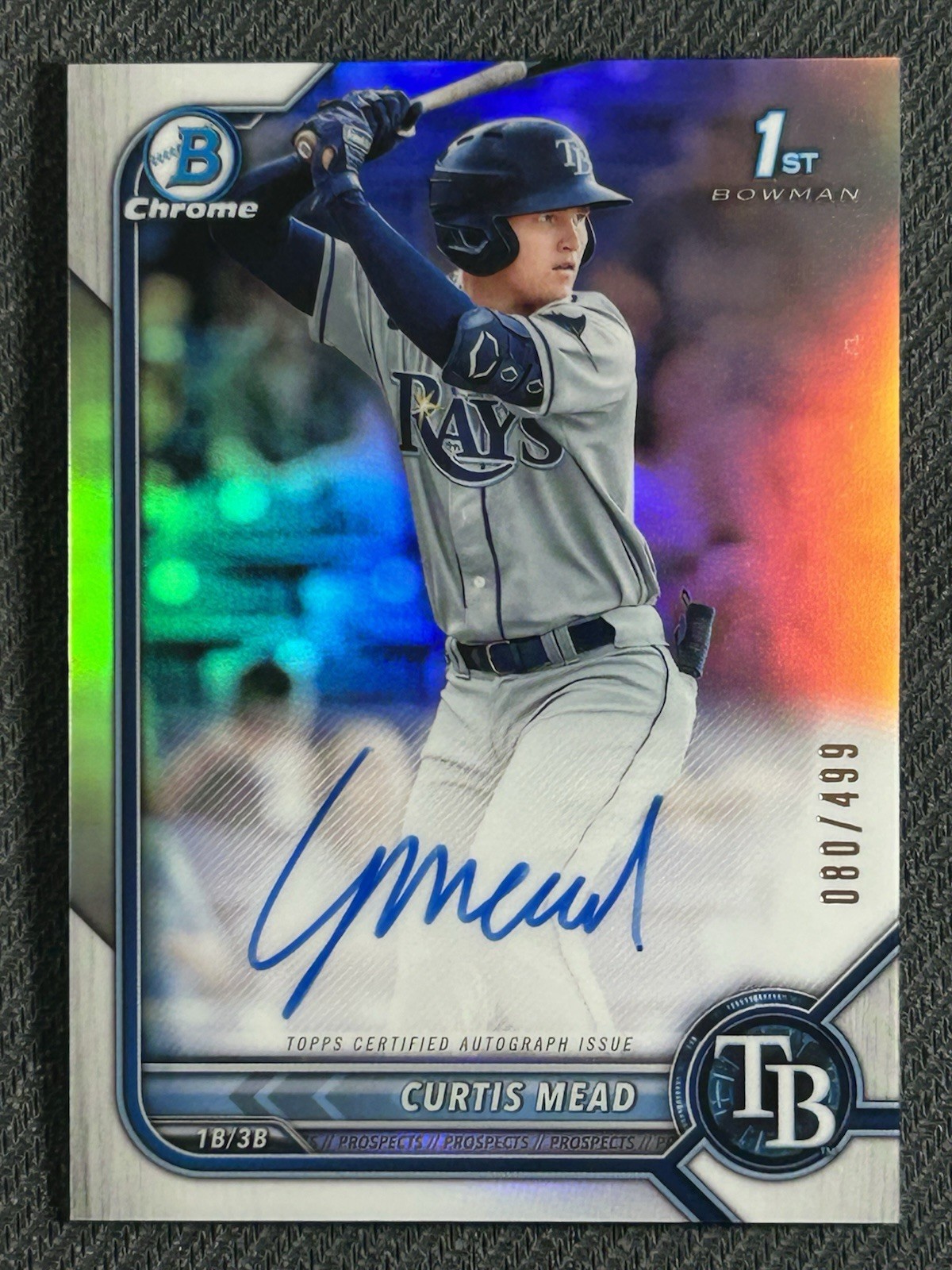 2022 Bowman Chrome Prospects Curtis Mead Refractor Auto /499 #CPA-CM White Sox