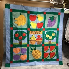 "Fruit" Theme tablecloth Wall Hanging Applique 50" x 50" Orchard Farm Market