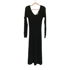 NWT Madewell The Signature Knit V-Neck Midi Dress Black L