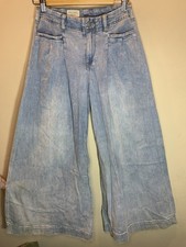 RARE PILCRO Pleated Palazzo Wide-Leg Bell-Bottom Jeans Anthropologie Sz 26 Women