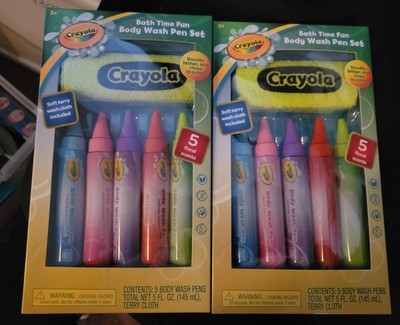 Crayola Bath Time Body Wash Scented Pens & Cloth For Kids Bath Time Fun 2 Sets