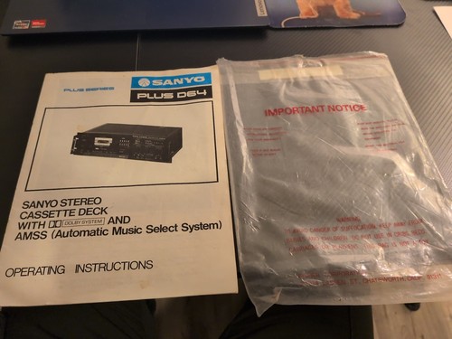SANYO PLUS D64 CASSETTE TAPE DECK ORIGINAL SERVICE REPAIR MANUAL