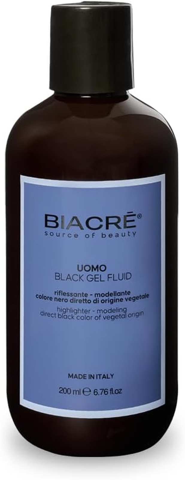 ' UOMO Black Gel Fluid 200 Ml, Colore per Capelli Grigi O Brizzolati, Effetto Ma