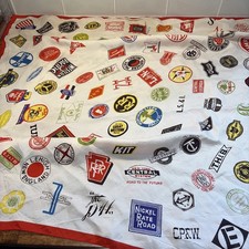 Vintage Railroad Trains Stations Locomotive Destinations 28x28 Logo Scarf EUC