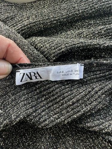 ZARA BLACK GOLD KNIT METALLIC THREAD DRESS SIZE S 10 12 14 SPECIAL ED BLOGGERS - Picture 14 of 20