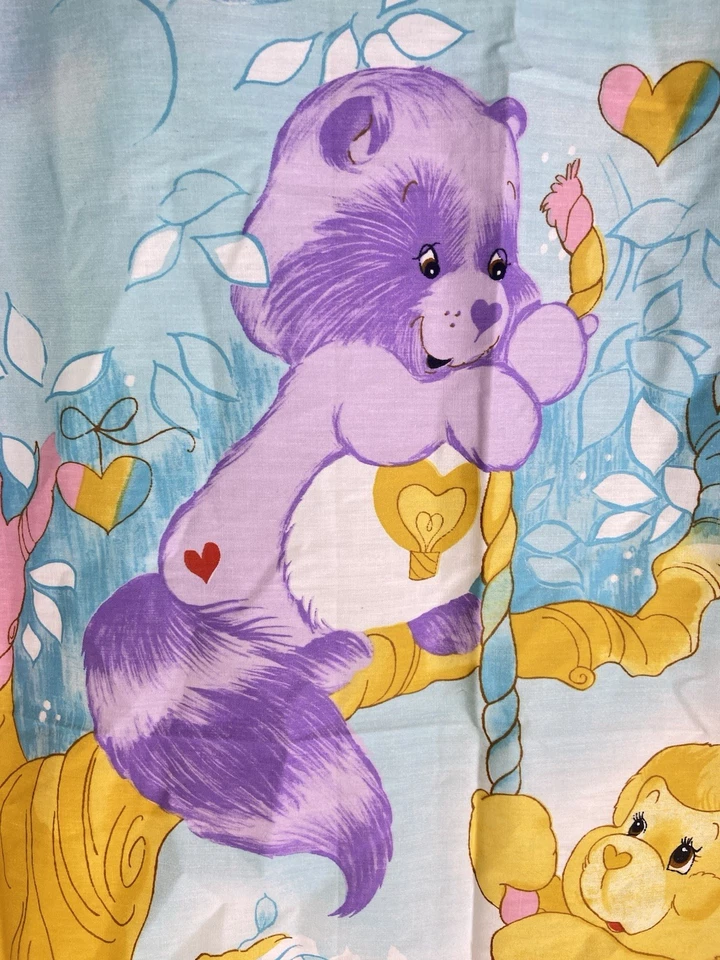 De colección 1985 Cuidado Osos Bebé Sábana Plana Tapiz Colgante Pared Corazón Mapache León Foto 2 de 4