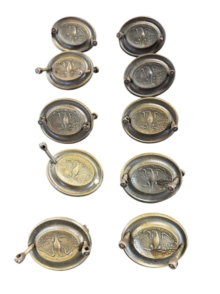 Antique eagle brass backplates parts 10 pc Hepplewhite federal parts hardware - Image 2 of 4