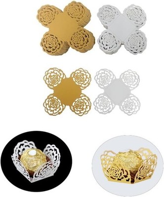 100 Pcs Truffle Wrapper Liners Hollow-Out Mini Cupcake Liners, Candy Cups