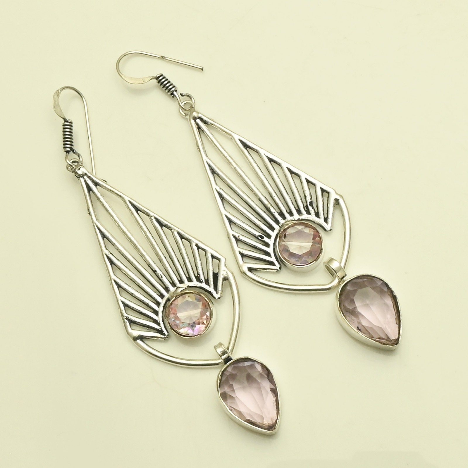 Pink Topaz Gemstone Handmade Drop Dangle Earrings Jewelry For Women 3