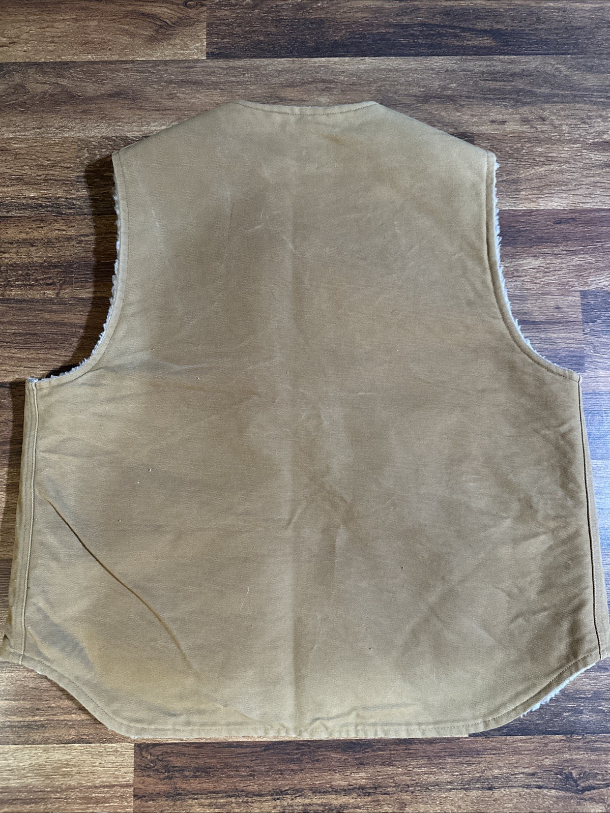 Vintage Carhartt Vest Mens Medium Brown Sherpa Lined Duck Canvas Zip Workwear