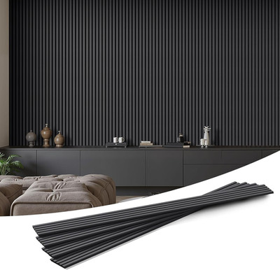 Wood Slat Wall Panels, 4 Pack 94.5'' X 7.9'' 3D Fluted Soundproof Fire Resistant A