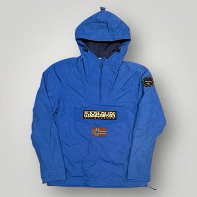 Mens Blue Napapijri Rainforest 1/4 Zip Hooded Summer Jacket Size Medium (M) T325
