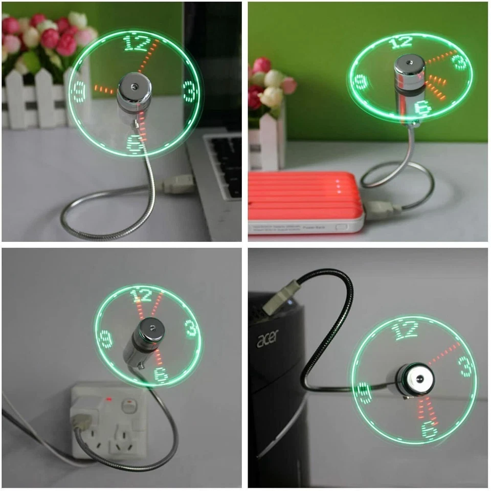 Mini USB Clock Fan, Flexible Gooseneck Display for PC Laptop Notebook Desktops - Image 3 of 4