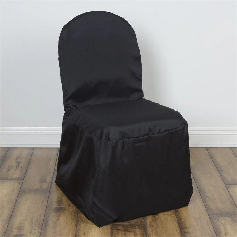 Round Top Polyester Banquet Chair Covers Linen Dinning Chair