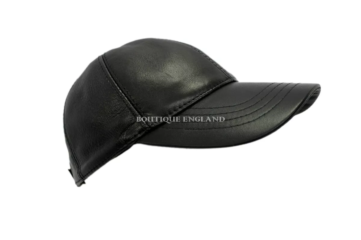 Ladies black leather sale cap