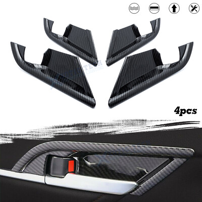 Set Carbon Fiber Pattern Door Handle Bowl Cover Decor For Toyota Camry 2018-2024