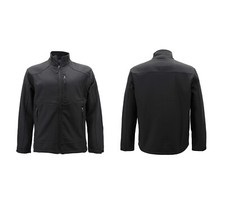 Men's Water Resistant Softshell Fleece Lined Black Stand Collar Zip Up Jacket