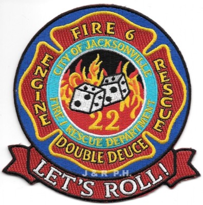 Jacksonville  Station - 22  ''Lets Roll'', Florida  (4.5'' x 4.5'') fire patch