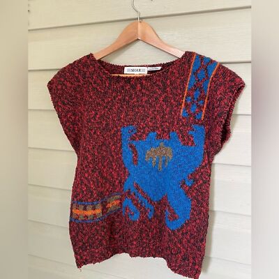 SEGUE sweater RAD 80s short-sleeved abstract artsy vintage women s size S RARE