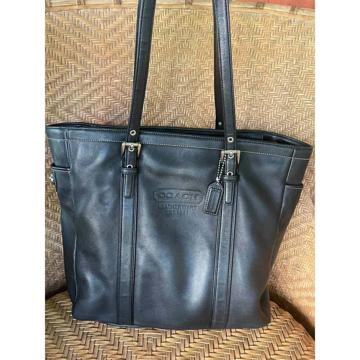 leather coach tote bag