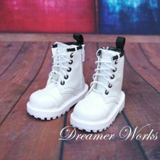 1/4 1/3 Uncle BJD Shoes White Leather Military Short Boots Black Top Line DIKA