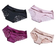 4 Pack Womens Seamless Lace Panties Soft Ultra Thin Hipster Underwear Briefs