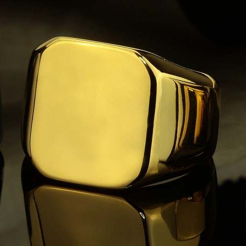 Herren Ring 750er Gold 18K vergoldet Edelstahl gelbgold silber schwarz R2461 - Picture 13 of 15