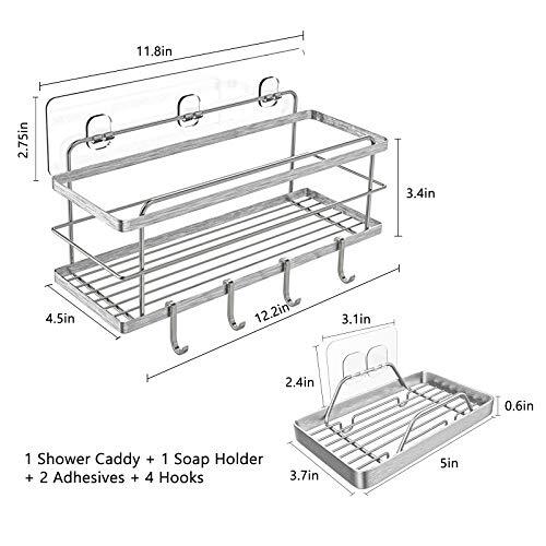 KINCMAX Shower Caddy Basket Shelf & Soap Dish Adhesive DrillFree