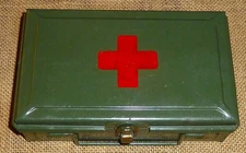 BELL TELEPHONE SYSTEM  FIRST AID KIT WITH METAL CASE AND CONTENTS 