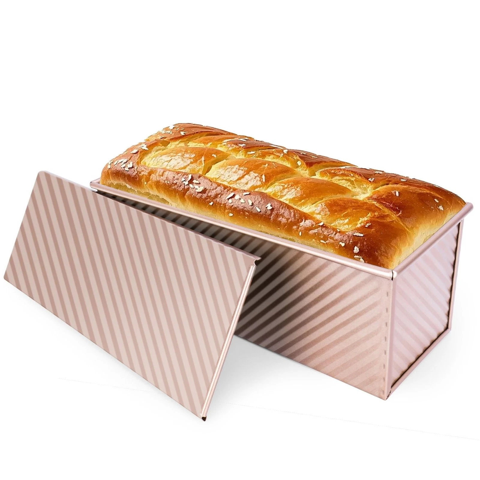 Pullman Loaf Pan with Lid 13x4, Large Bread Pan for Homemade Sandwich with Co...