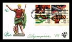 US COVER OLYMPICS 40C AIR MAIL FIRST DAY ISSUE PLATE BLOCK PUGH HAND PAINTED