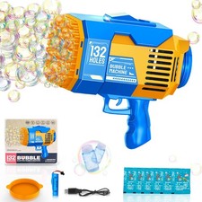 Bubble Machine Gun 132 Holes Rocket Bazooka Blaster Light Blue Kids Fulercni