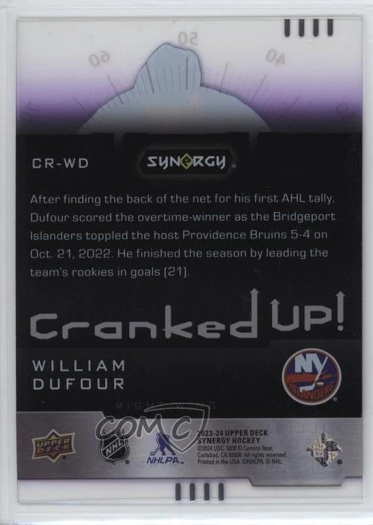 2023 Upper Deck Synergy Cranked Up Purple /199 William Dufour #CR-WD Rookie RC - Image 2 of 2