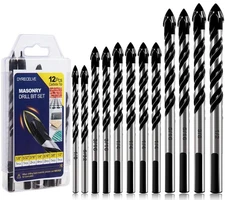 12-PCS Masonry Drill Bit Set & Concrete Set, 1/8 to 1/2 inch... 