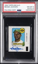 1969 TOPPS DECALS REGGIE JACKSON PSA 8 AUTO 10