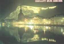 Dinant sur Meuse Belgium Night View Postcard Collegiate Church Citadel